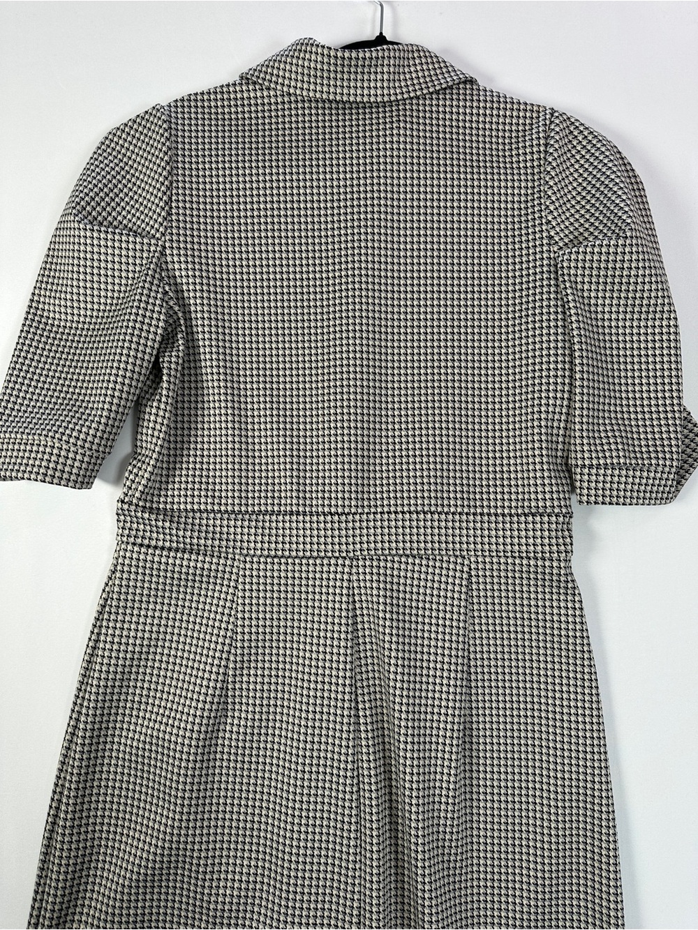 Marigold Houndstooth Puff Sleeve Tailored Mini Dress Cream Black Size L - Picture 10 of 10